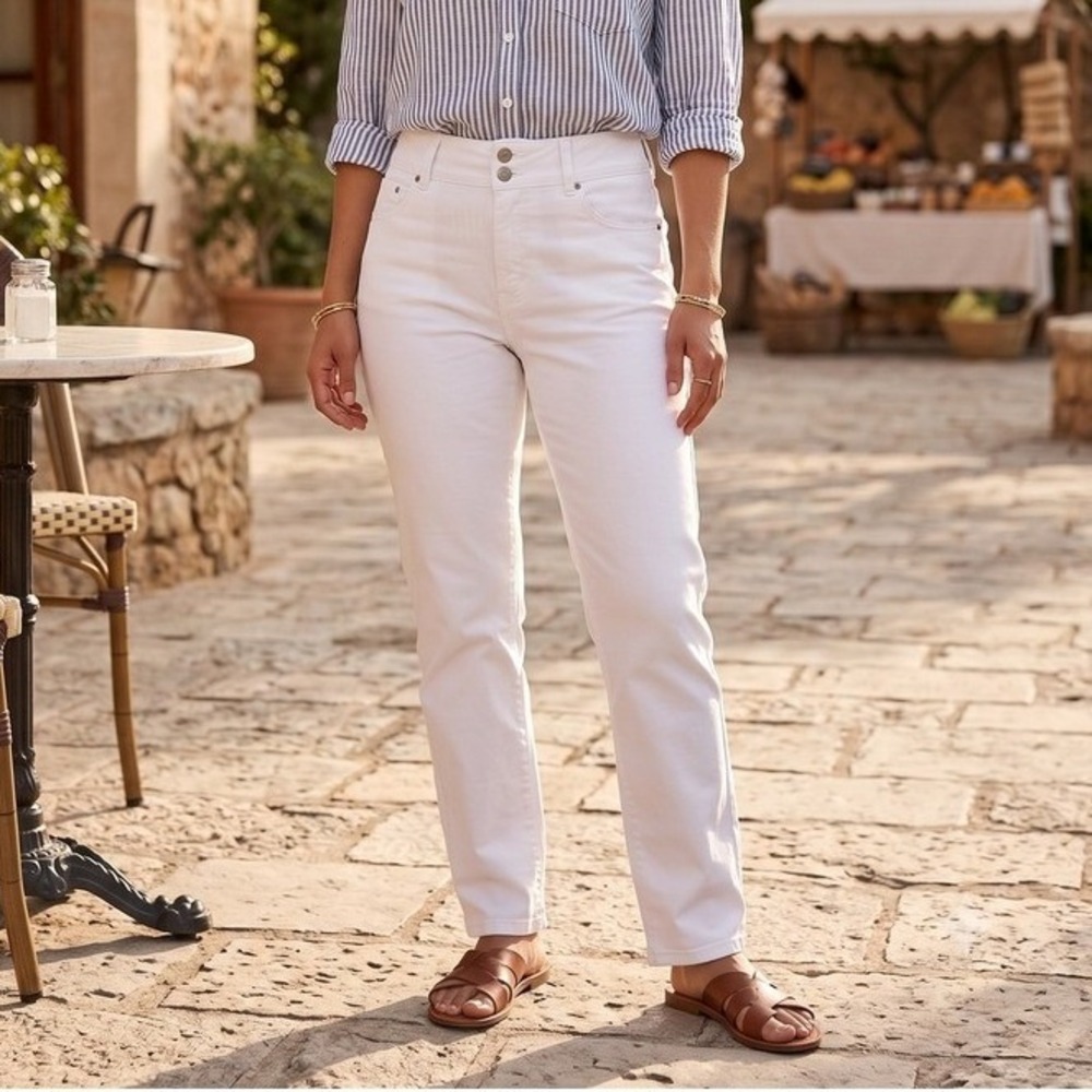 Lotus Premium Jeans Womens White Straight Leg High Rise Flaunt Your Curves 30x25